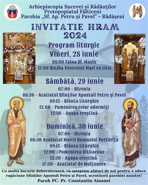 Biserica Sfinții Apostoli Petru și Pavel din Rădășeni îşi