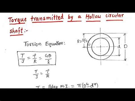 Formula For Torque Transmitted By A Hollow Circular Shaft Strength Of