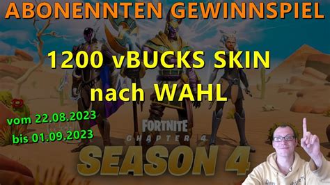 488 FORTNITE Level 22 26 GEWINNSPIEL 1200 VBucks SKIN Nach