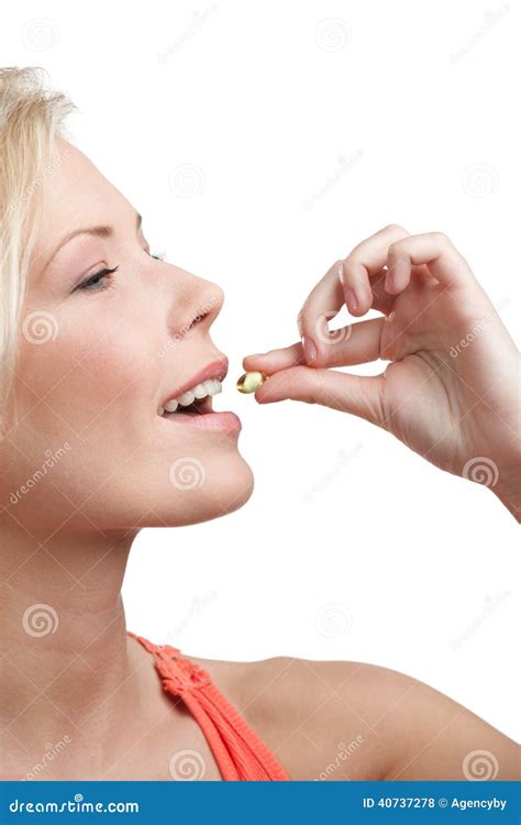 Woman Takes Painkillers Stock Photo Image Of Beautiful 40737278