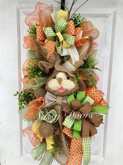 Easter Swag Easter Bunny Easter Deco Mesh Swag Easter Wreath For