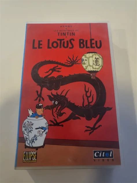 Cassette Vintage Vhs Les Aventures De Tintin Le Lotus Bleu Fr Eur