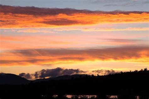 Free picture: orange, sunset, trees, sky, mountains