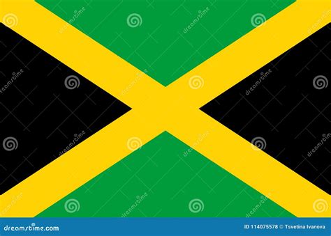 Jamaican National Flag, Official Flag Of Jamaica Accurate Colors Vector ...