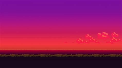 Red Dark Pixel Art Sunset 4k Wallpaper 4k