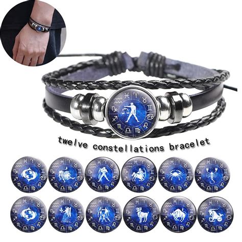 Buy Fashion Men Women Constellation Zodiac Sign Bracelets Punk Woven