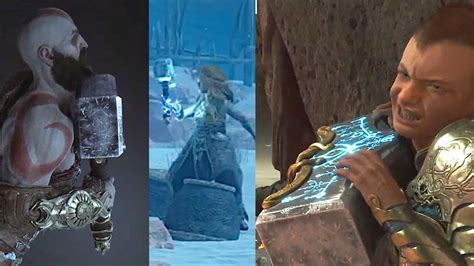 Everyone Trying To Lift Thors Hammer Mjölnir God Of War Ragnarok