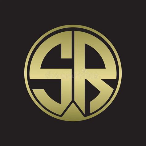 Sr Logo Monogram Circle With Piece Ribbon Style On Gold Colors Stock