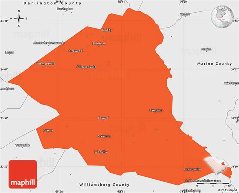 Political Simple Map of Florence County, single color outside, borders ...