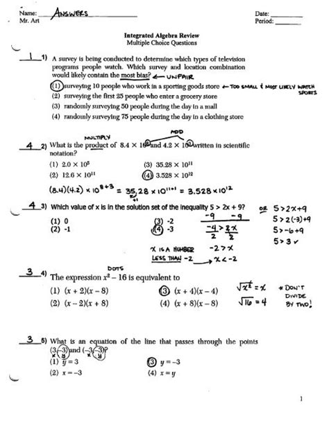 Regents Review Multiple Choice Questions Answers Pdf