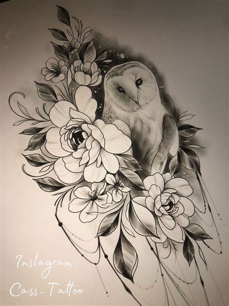 Fine Line Floral With Stunning Owl Tattoos For Women Owl Tattoo