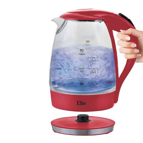 17 Liter 7 Cup Cordless Glass Kettle Red Color Ekt 300r The Home Depot