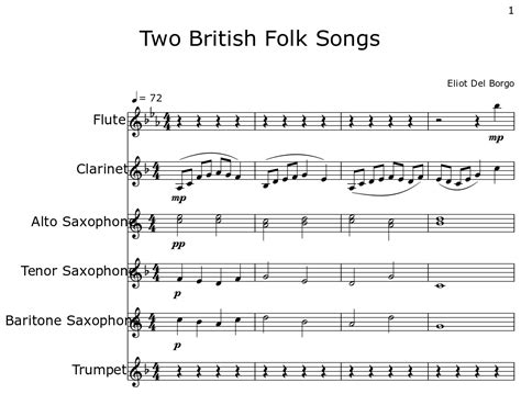 Two British Folk Songs Sheet Music For Flute Clarinet Alto