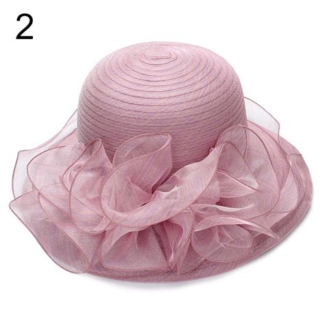 Elegant Dress Organza Church Wedding Sun Hats Bucket Hats Wide Brim Sun