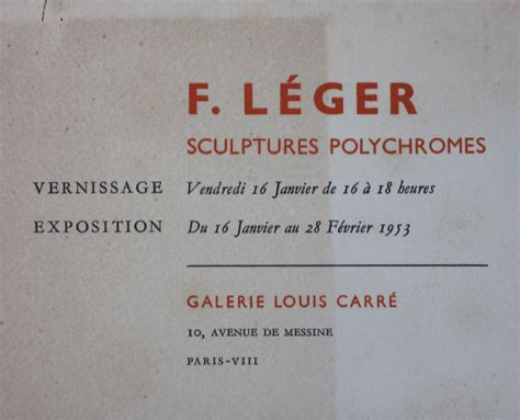 Léger Fernand 1953 Galerie Louis Carré Sculptures Polychromes