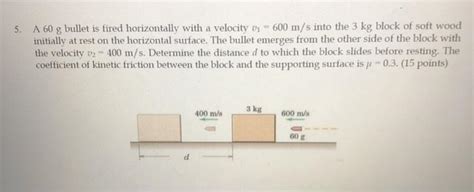 Solved 5 A 60 G Bullet Is Fired Horizontally With A