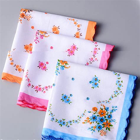 Pcs Lot Shseja Floral Handkerchief Cotton Lady Pocket