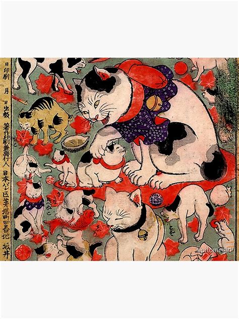 Antique Japanese Woodblock Print Cats ~ Cat Tattoo Flash Throw Blanket For Sale By Epitomegirl