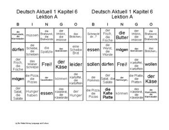 Deutsch Aktuell Level 1 Kapitel 6 Lektion A Wie Schmeckt S BINGO German