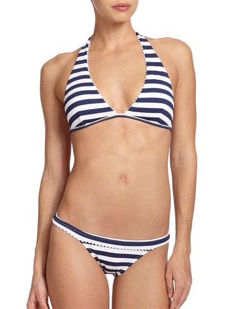 Heidi Klein Synthetic Striped Bandeau Bikini Top In Blue Lyst