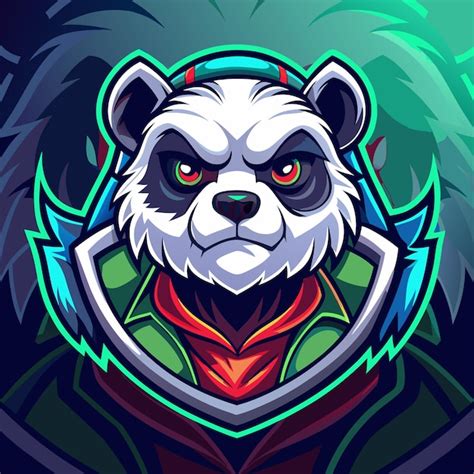 Ilustra O De Esporte Do Logotipo Da Mascote Do Panda Vetor Premium