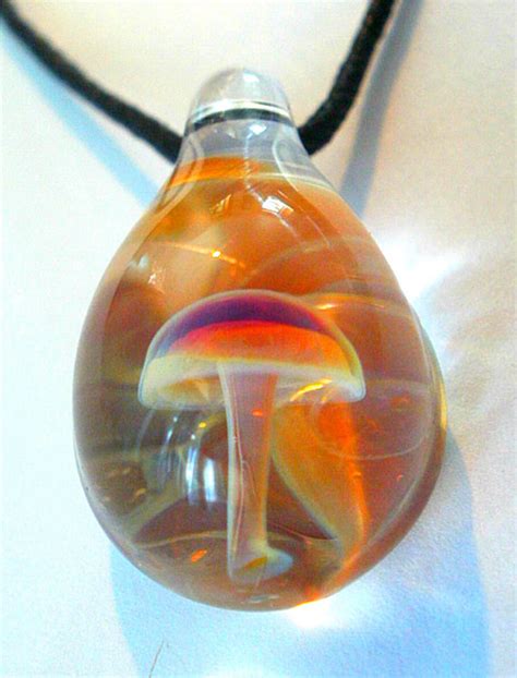 Glass Mushroom Necklace Pendant With Custom Shroom And Etsy Glass