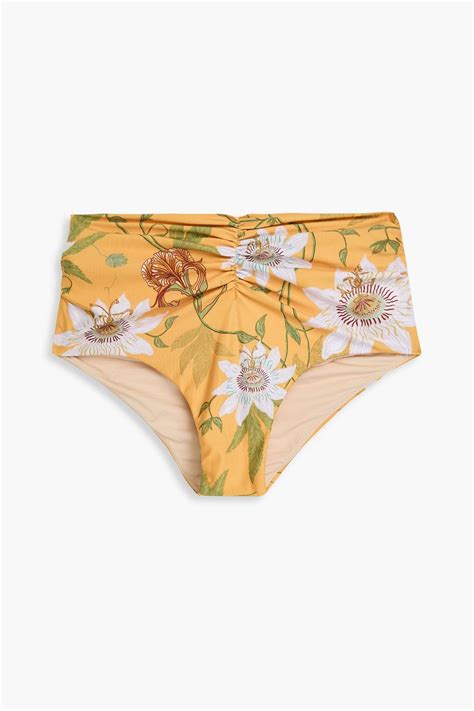 AGUA BY AGUA BENDITA Vaiven Pasiflora Ruched Floral Print High Rise Bikini Briefs THE OUTNET