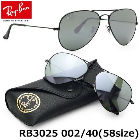 Rayban Aviator Rb3025 00240 แว่นตากันแดด กระจกคริสตัล สีดํา 58 มม