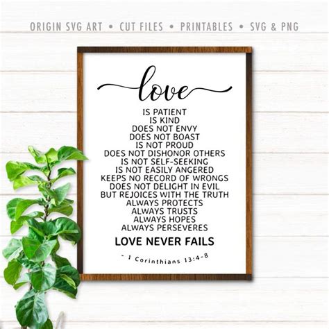 Love Is Patient Love Never Fails 1 Corinthians 134 8 Svg Origin