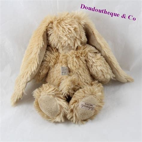 Peluche Lapin BUKOWSKI Beige Noeud Marron 25 Cm SOS Doudou