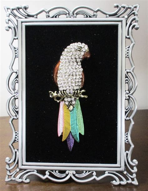 Large Tropical Parrot Enamel Rhinestones Embellishment Etsy