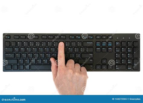 Hand Press Button on Computer Keyboard Stock Image - Image of keypad, electronic: 144272265