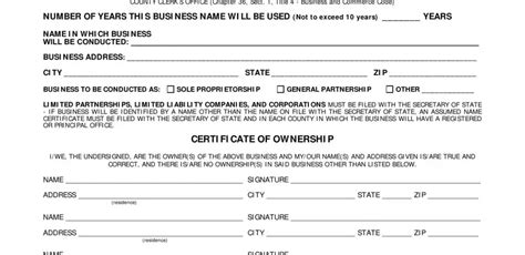 Assumed Name Certificate Fill Out Printable Pdf Forms Online