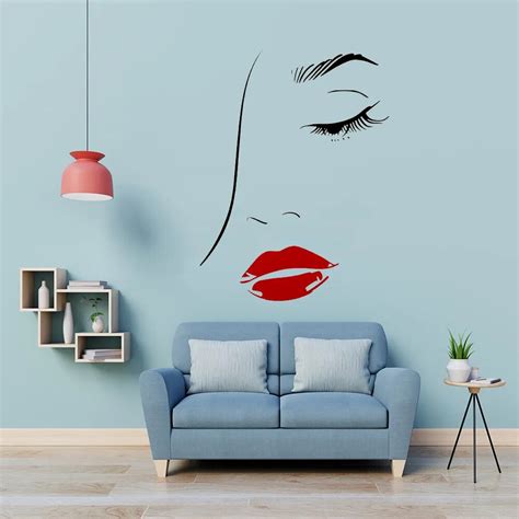 Sexy Eyes Lips Hair Beauty Salon Barbershop Wall Sticker Vinyl Interior 4f0