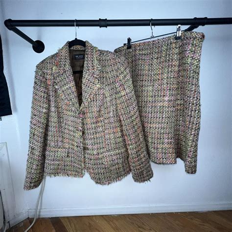 Vintage Liz Claiborne Tweed Skirt And Blazer Suit Depop