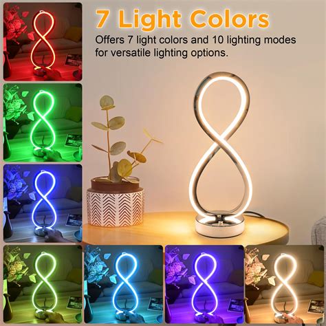 Adebime Modern Spiral Rgb Table Lamp 10 Lighting Modes Dimmable Led Lamp With Touch Control