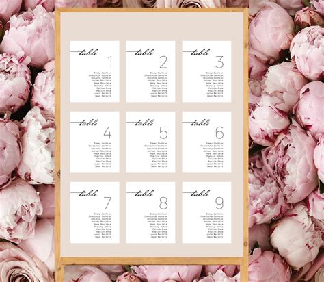 Editable Wedding Seating Chart Canva Template Elegant Seating Etsy