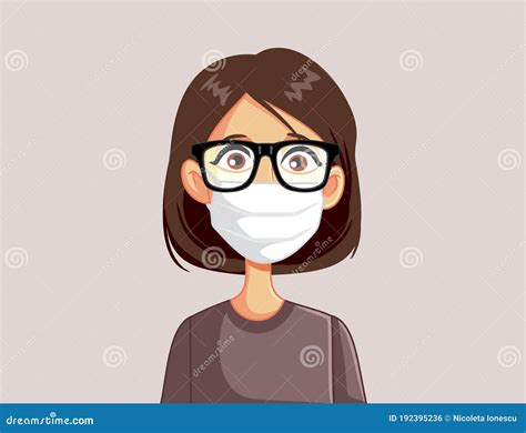 Woman Wearing Glasses And Medical Face Mask Vector Cartoon Stock Vector