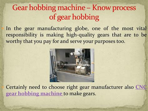 PPT - Gear hobbing machinery - Process of gear hobbing PowerPoint Presentation - ID:7445576