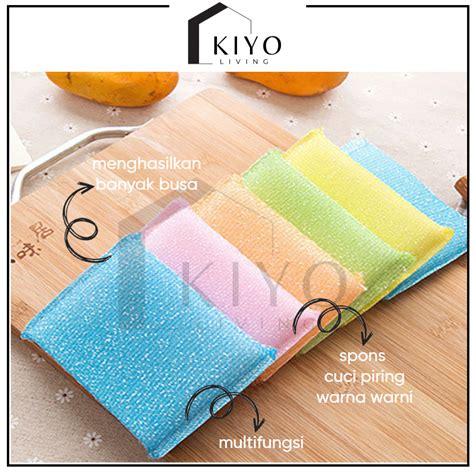 Jual Kiyo Spon Busa Cuci Piring Warna Warni Sabut Jaring Spons