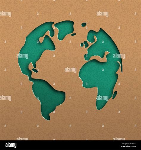 Papercut World Map Illustration Green Cutout Earth In Recycled Paper