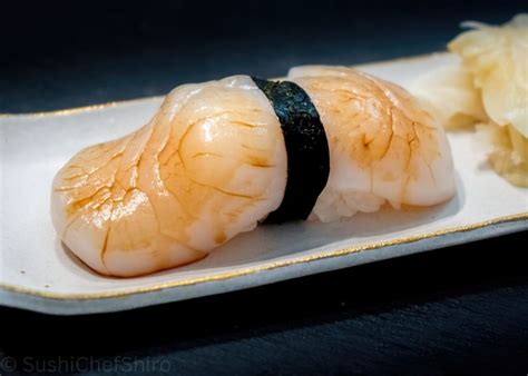 Hotate Nigiri Sea Scallop Nigiri Sushi Sushi Chef Shiro