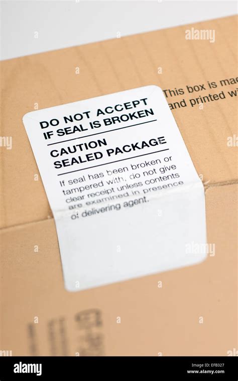 Do Not Accept If Seal Is Broken Label And Caution Sealed Package Stock