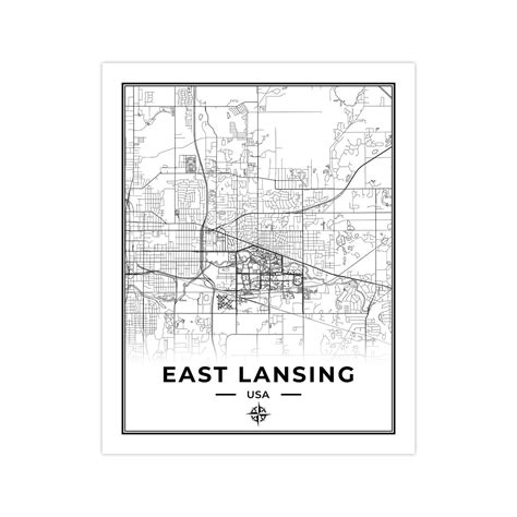 East Lansing Map Print Map of East Lansing Michigan - Etsy