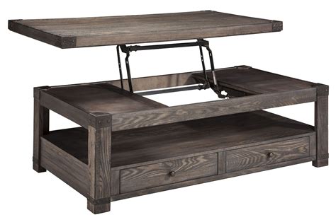 Burladen Grayish Brown Rectangular Lift Top Cocktail Table From Ashley