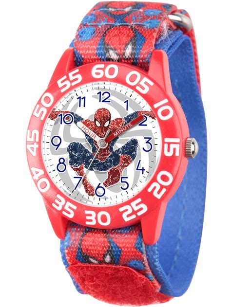 Ultimate Spider Man Boys Red Plastic Time Teacher Watch Red Spider