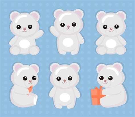 Premium Vector Cute Polar Bears Set