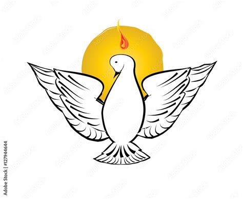 Vetor De Holy Spirit Symbol A White Dove With Halo Of Light Rays And