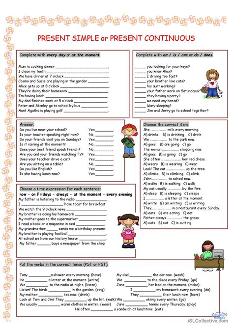 Present Simple Or Present Continuous English Esl Worksheets Pdf And Doc