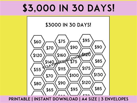 3000 Savings Challenge 3 Printable Envelopes 3000 Money Saving Challenge Printable In 30 Days